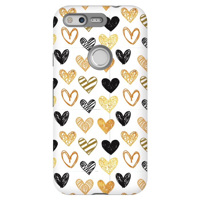 Pixel StrongFit BLACK GOLDEN HEARTS PATTERN by MALLIKA