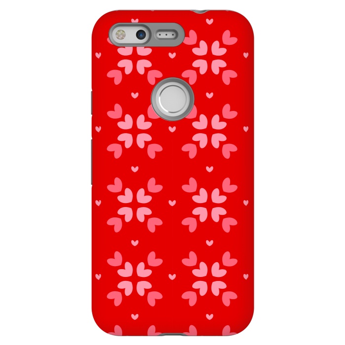 Pixel StrongFit cute hearts red pattern by MALLIKA