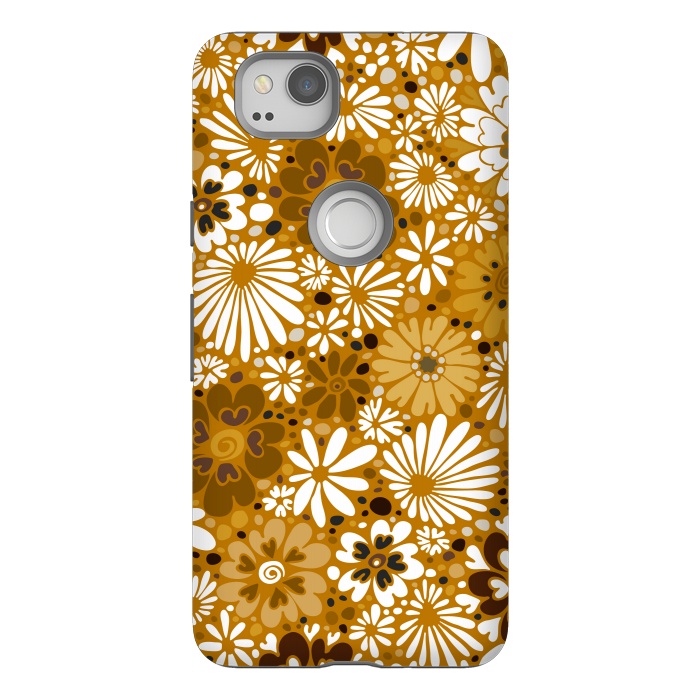 Pixel 2 StrongFit 70s Valentine Flowers in Mustard and White by Paula Ohreen