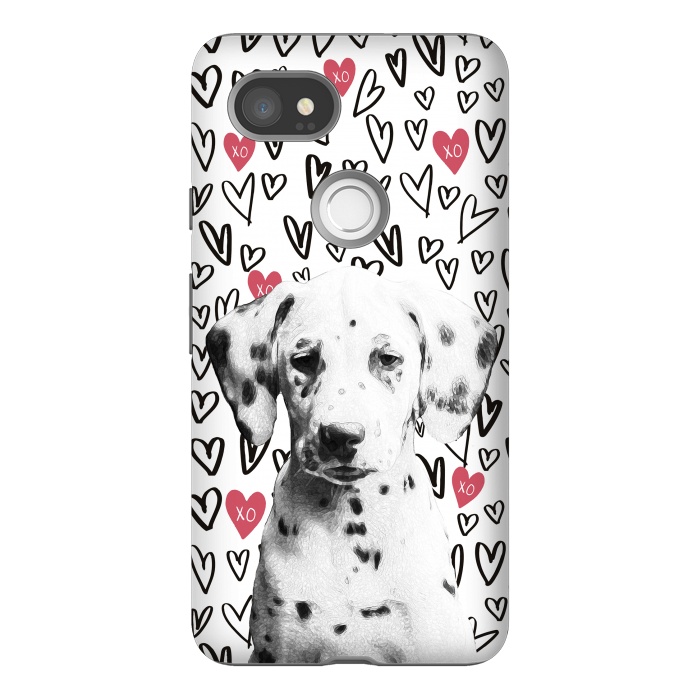 Pixel 2XL StrongFit Cute Dalmatian and hearts Valentine's day by Oana 