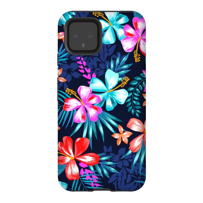 Pixel 4 StrongFit Beautiful Tropical Design Leave and Flowers by ArtsCase