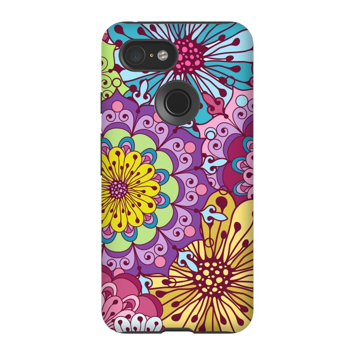 Pixel 3 StrongFit Brightly Colored Flowers by ArtsCase