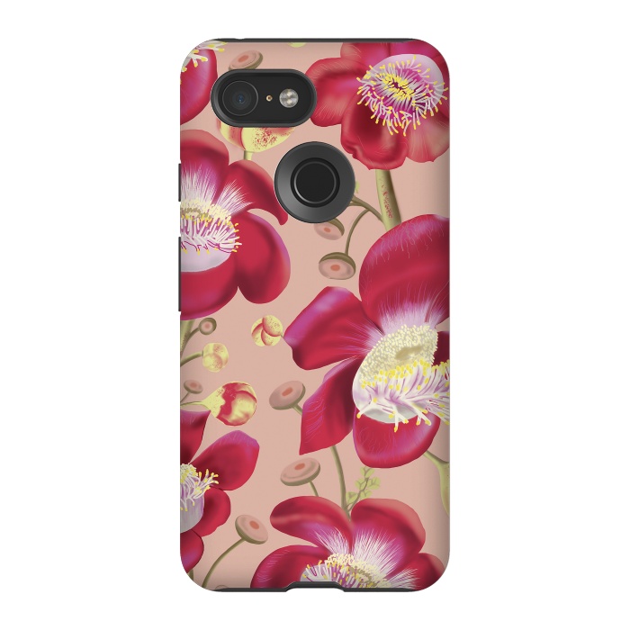 Pixel 3 StrongFit Cannonball Tree Pattern - Blush by Anis Illustration