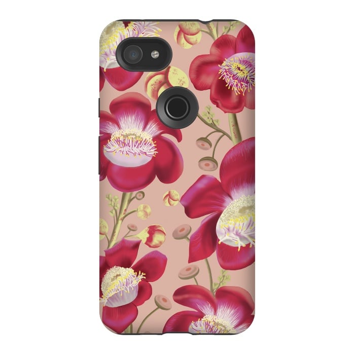 Pixel 3AXL StrongFit Cannonball Tree Pattern - Blush by Anis Illustration