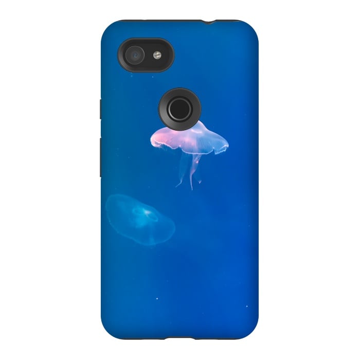 Pixel 3AXL StrongFit White Jellyfish in Blue Water by Winston