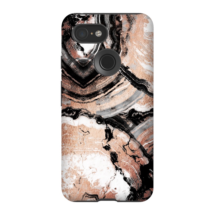 Pixel 3 StrongFit Rose gold geode marble by Oana 