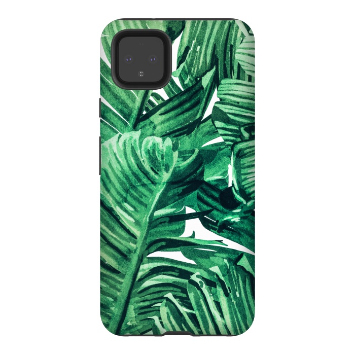 Pixel 4XL StrongFit Tropical State of Mind | Watercolor Palm Banana Leaves Painting | Botanical Jungle Bohemian Plants by Uma Prabhakar Gokhale