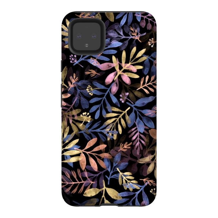 Pixel 4XL StrongFit colorful branches on a black background by Alena Ganzhela