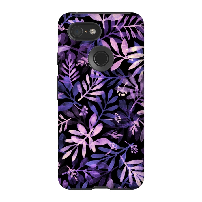 Pixel 3 StrongFit purple branches on a black background by Alena Ganzhela