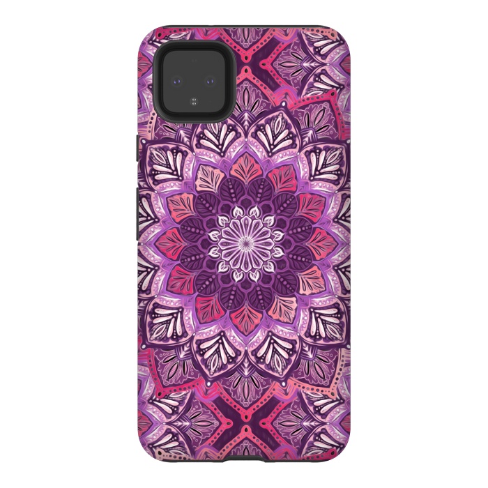 Pixel 4XL StrongFit Perfect Pearly Plum Mandala by Micklyn Le Feuvre