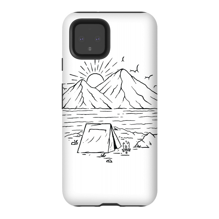 Pixel 4 StrongFit Camping Lake and Mountain by Afif Quilimo