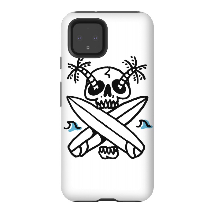 Pixel 4 StrongFit Skull Surf Beach by Afif Quilimo