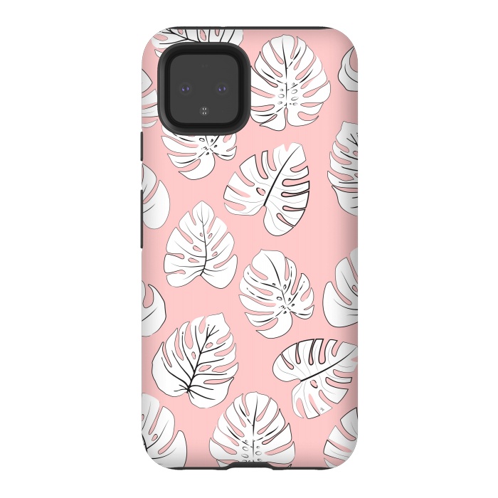 Pixel 4 StrongFit White exotic leaves by Martina