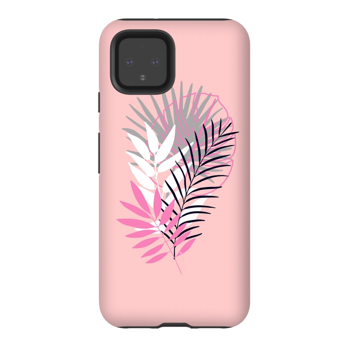 Pixel 4 StrongFit Pink tropical leaves by Martina