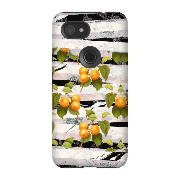 Pixel 3A StrongFit Colorful peaches and marble stripes by Oana 