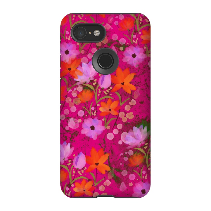 Pixel 3 StrongFit Floral design watercolour floral bunch abstract design by Josie