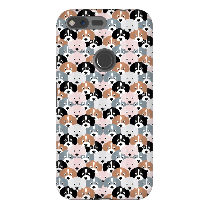 Pixel XL StrongFit Cute Black Brown Pink Grey Puppy Dogs Illustration by InovArts