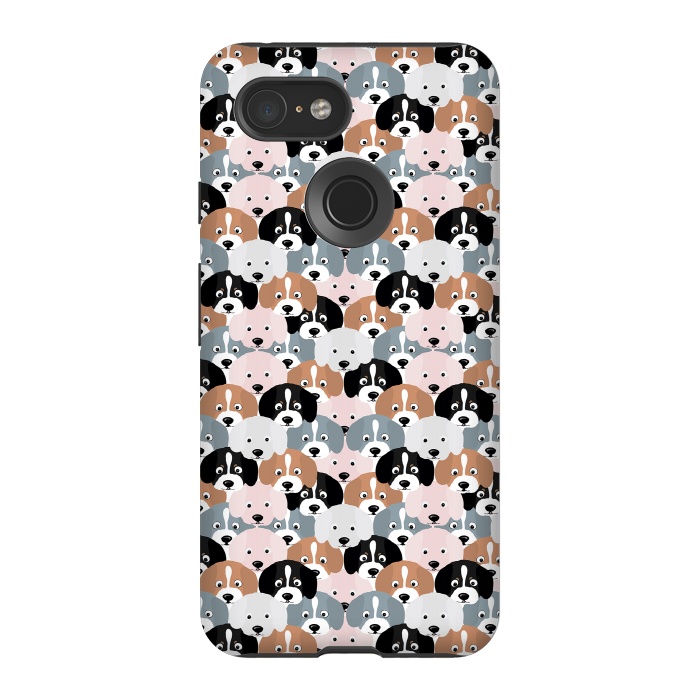 Pixel 3 StrongFit Cute Black Brown Pink Grey Puppy Dogs Illustration by InovArts