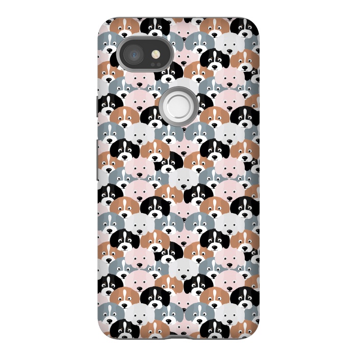 Pixel 2XL StrongFit Cute Black Brown Pink Grey Puppy Dogs Illustration by InovArts