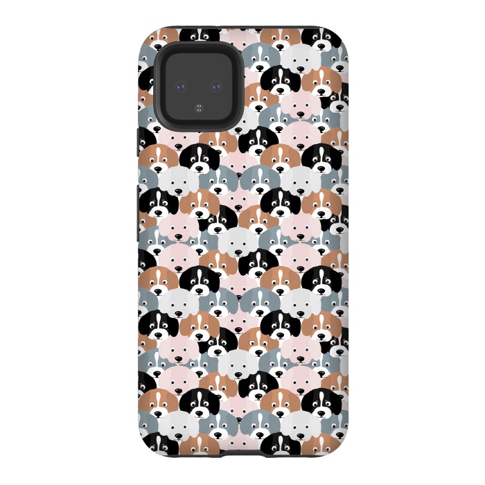 Pixel 4 StrongFit Cute Black Brown Pink Grey Puppy Dogs Illustration by InovArts