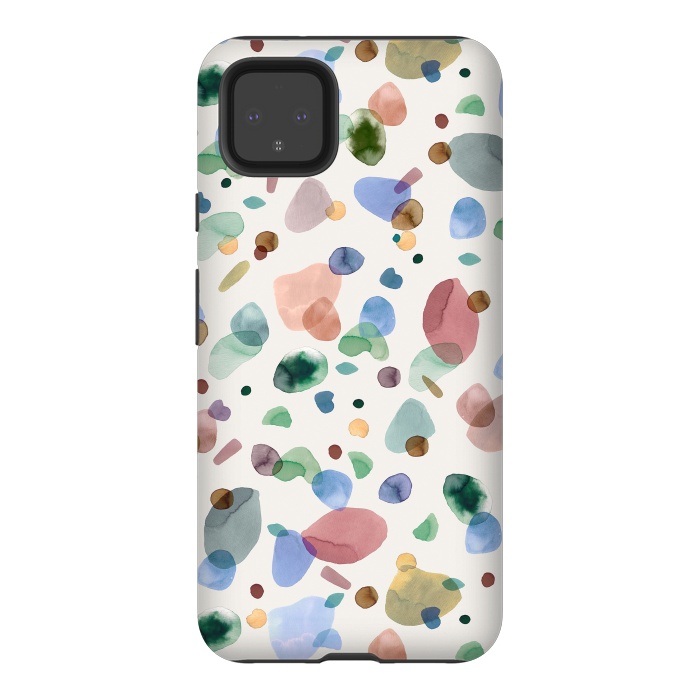 Pixel 4XL StrongFit Pebbles Terrazo Rounded Memphis Multicolored by Ninola Design