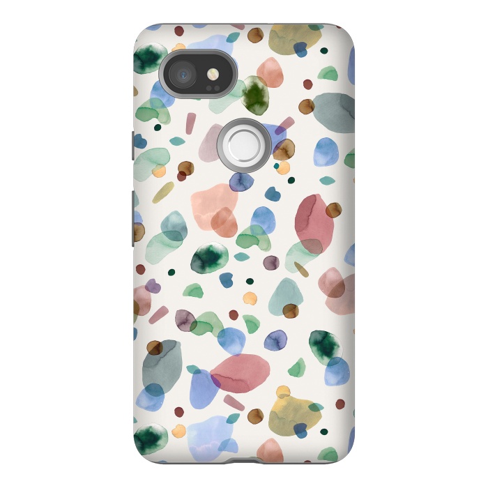 Pixel 2XL StrongFit Pebbles Terrazo Rounded Memphis Multicolored by Ninola Design