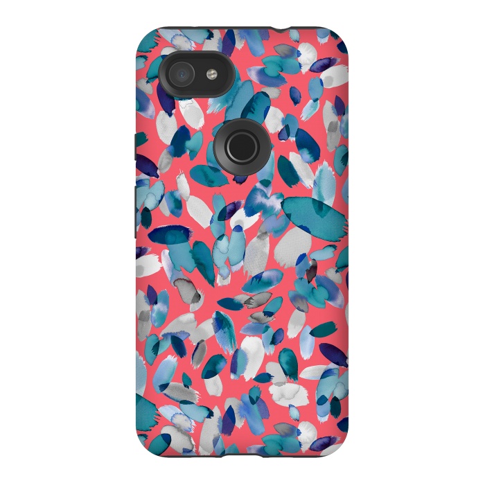Pixel 3AXL StrongFit Abstract Petal Stains Colorful Red Blue by Ninola Design