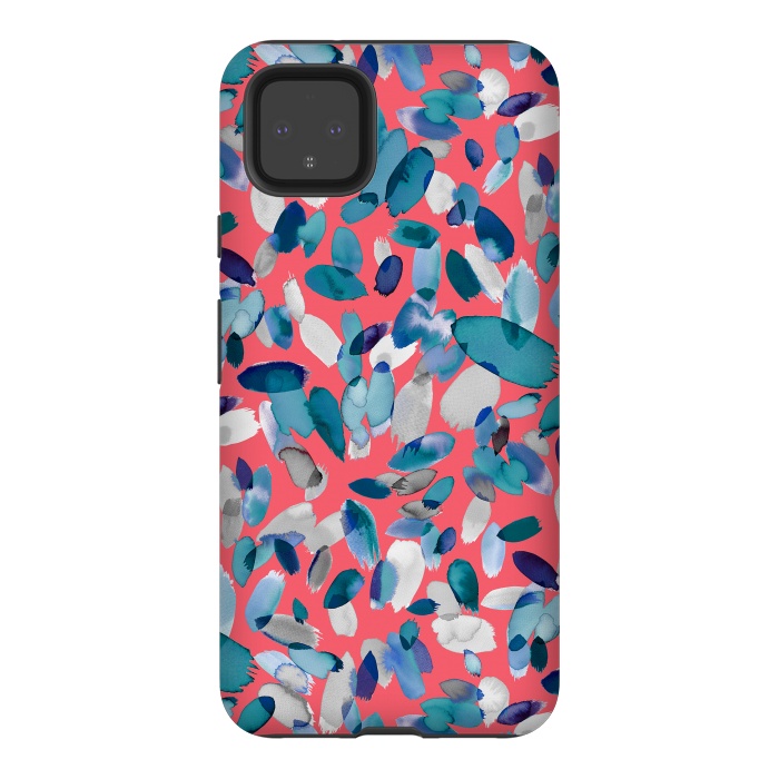 Pixel 4XL StrongFit Abstract Petal Stains Colorful Red Blue by Ninola Design