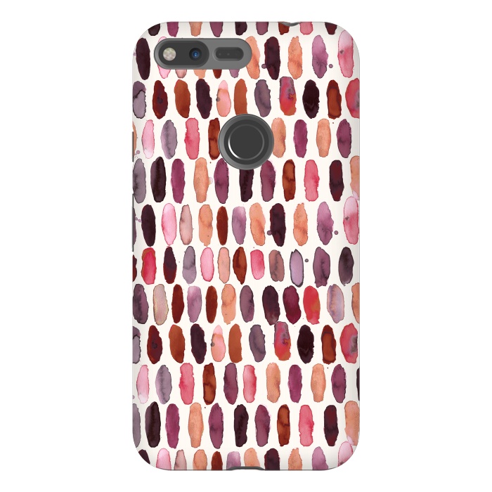 Pixel XL StrongFit Pills Watercolor Dots Pink Orange Coral by Ninola Design