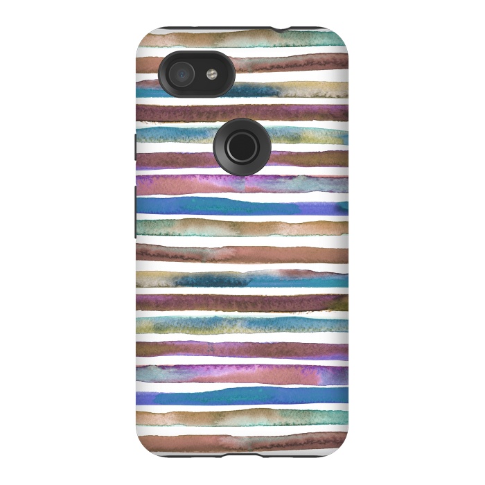 Pixel 3AXL StrongFit Geometric Watercolor Lines and Stripes Purple Gold by Ninola Design
