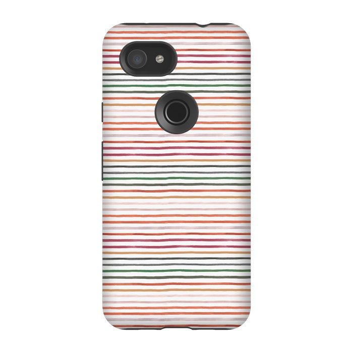 Pixel 3A StrongFit Marker Stripes and Lines Orange Green by Ninola Design