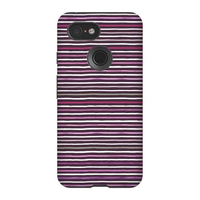 Pixel 3 StrongFit Marker Stripes Lines Purple Dark Pink by Ninola Design