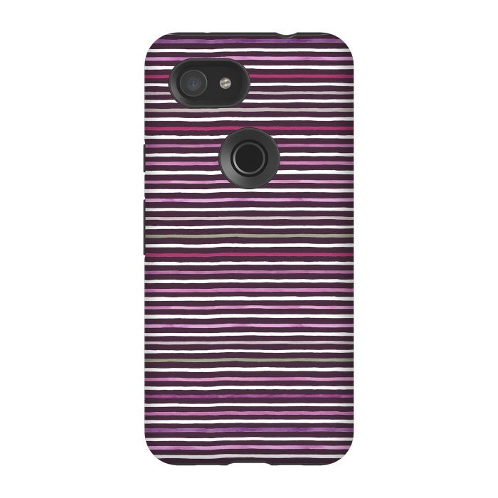Pixel 3A StrongFit Marker Stripes Lines Purple Dark Pink by Ninola Design