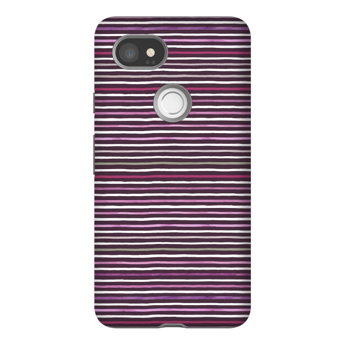 Pixel 2XL StrongFit Marker Stripes Lines Purple Dark Pink by Ninola Design