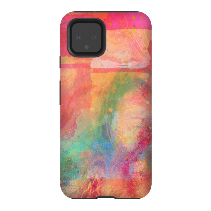 Pixel 4 StrongFit Peach pink abstract watercolour design by Josie