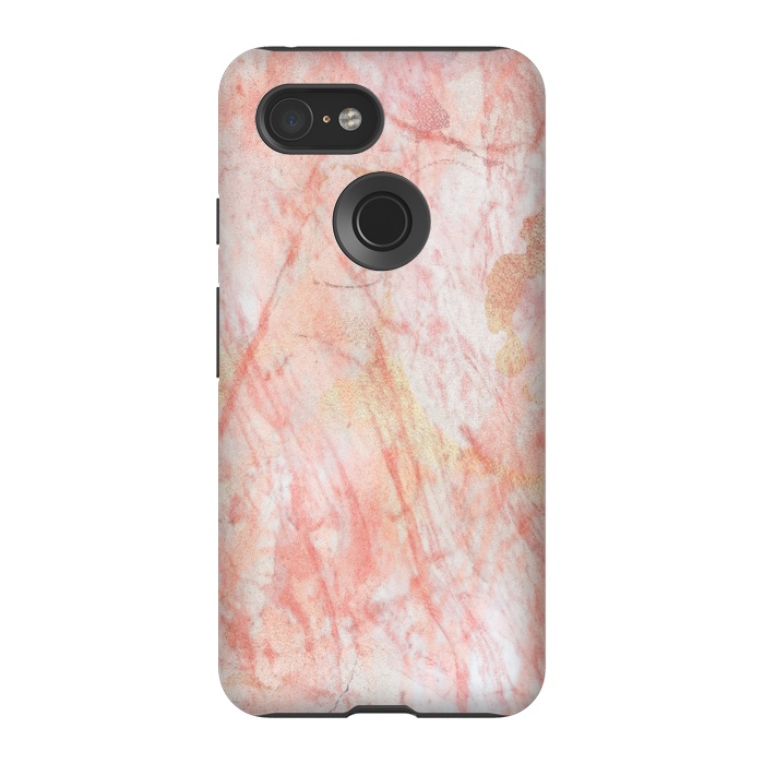 Pixel 3 StrongFit Pink Marble Stone by Martina