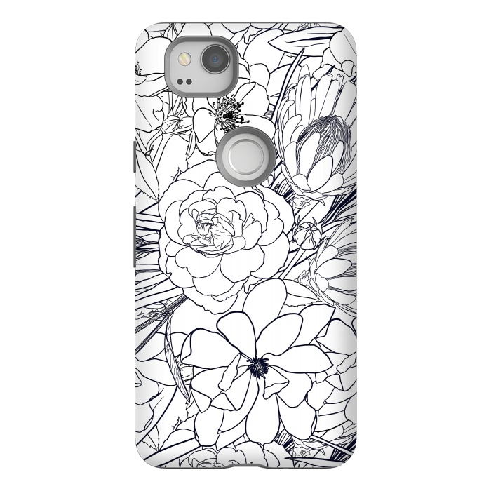 Pixel 2 StrongFit Modern Line Art Hand Drawn Floral Girly Design by InovArts