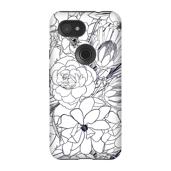 Pixel 3A StrongFit Modern Line Art Hand Drawn Floral Girly Design by InovArts