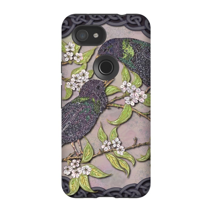 Pixel 3A StrongFit Celtic Starlings in Blossom by Lotti Brown
