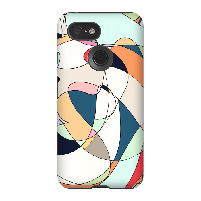 Pixel 3 StrongFit Modern Colorful Abstract Line Art Design by InovArts