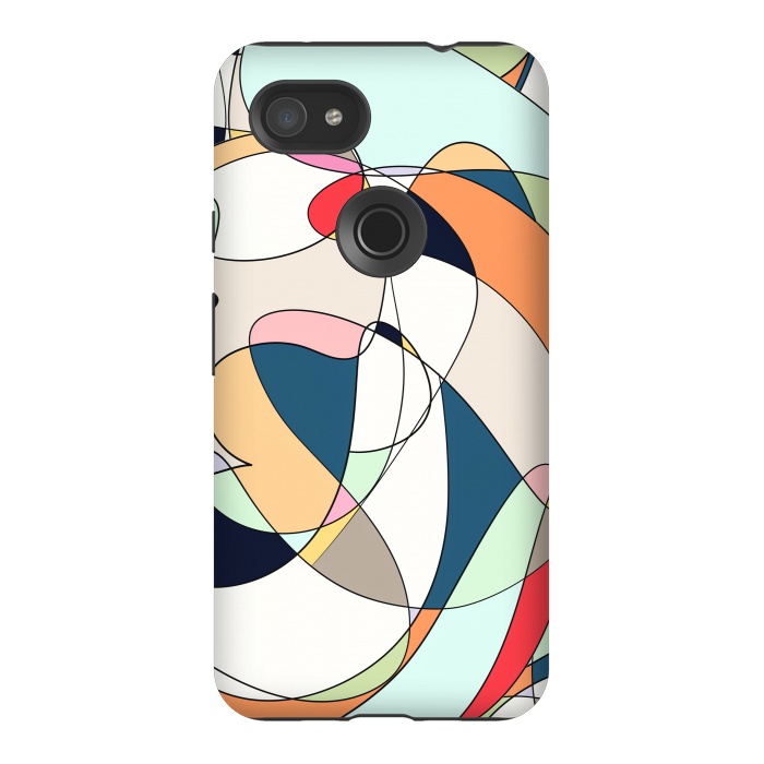 Pixel 3AXL StrongFit Modern Colorful Abstract Line Art Design by InovArts
