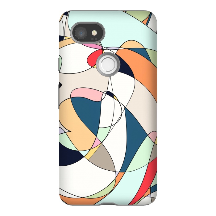 Pixel 2XL StrongFit Modern Colorful Abstract Line Art Design by InovArts