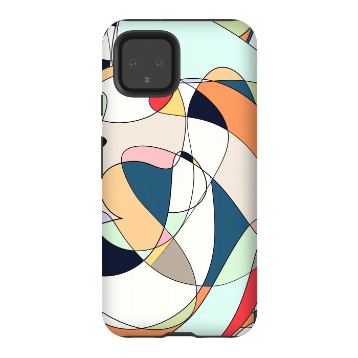 Pixel 4 StrongFit Modern Colorful Abstract Line Art Design by InovArts