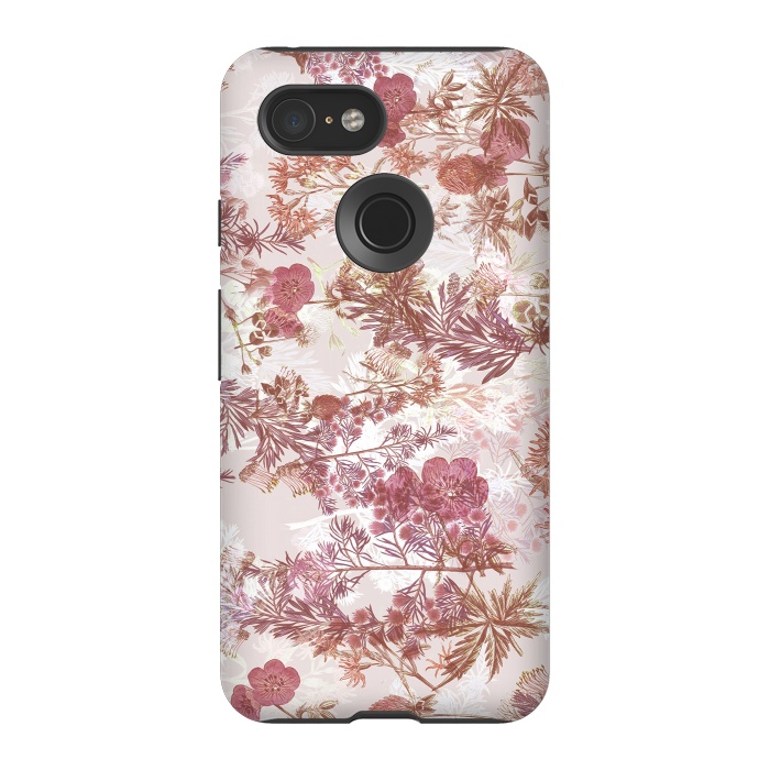 Pixel 3 StrongFit Pastel pink botanical flower garden by Oana 
