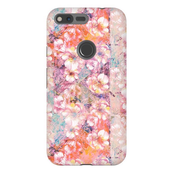 Pixel XL StrongFit Pink peach painted rose petals by Oana 