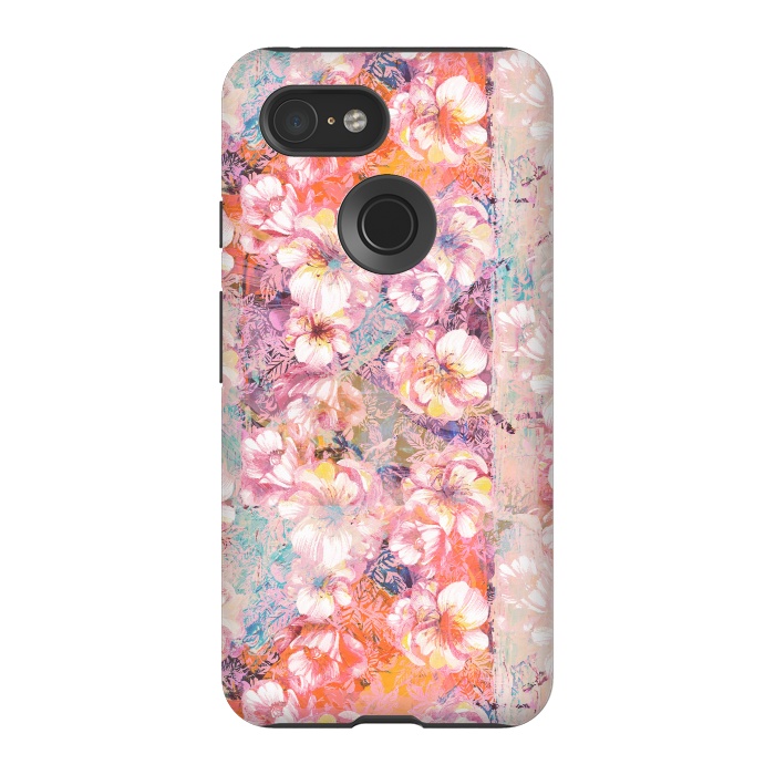 Pixel 3 StrongFit Pink peach painted rose petals by Oana 