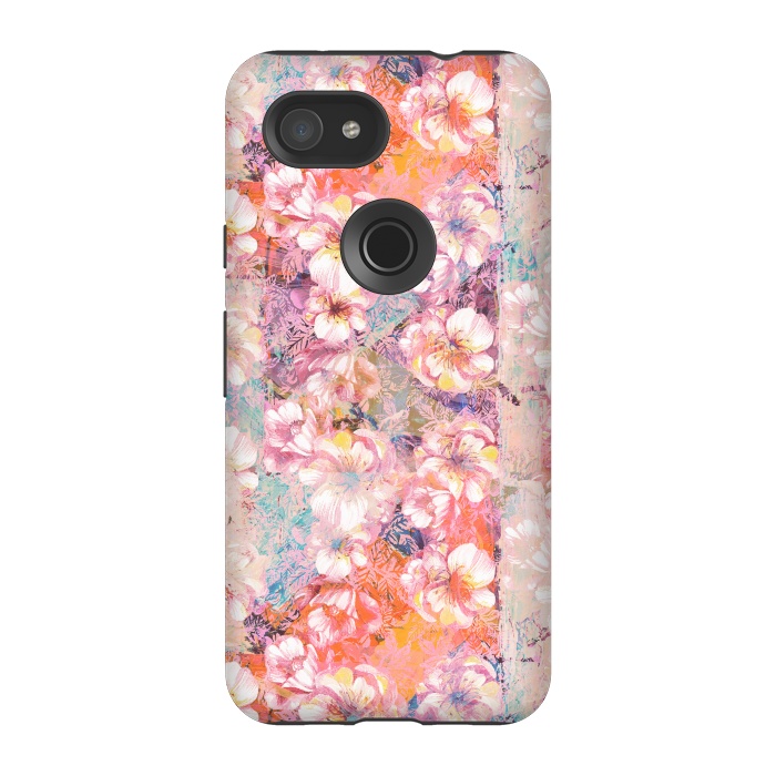 Pixel 3A StrongFit Pink peach painted rose petals by Oana 