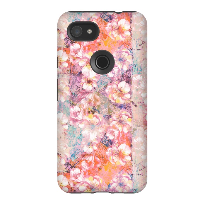 Pixel 3AXL StrongFit Pink peach painted rose petals by Oana 
