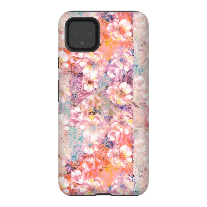 Pixel 4XL StrongFit Pink peach painted rose petals by Oana 