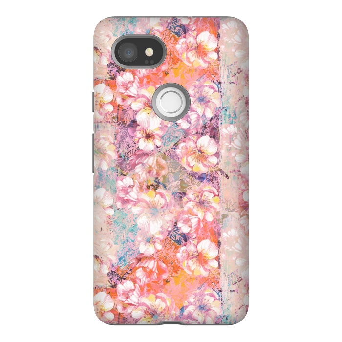 Pixel 2XL StrongFit Pink peach painted rose petals by Oana 